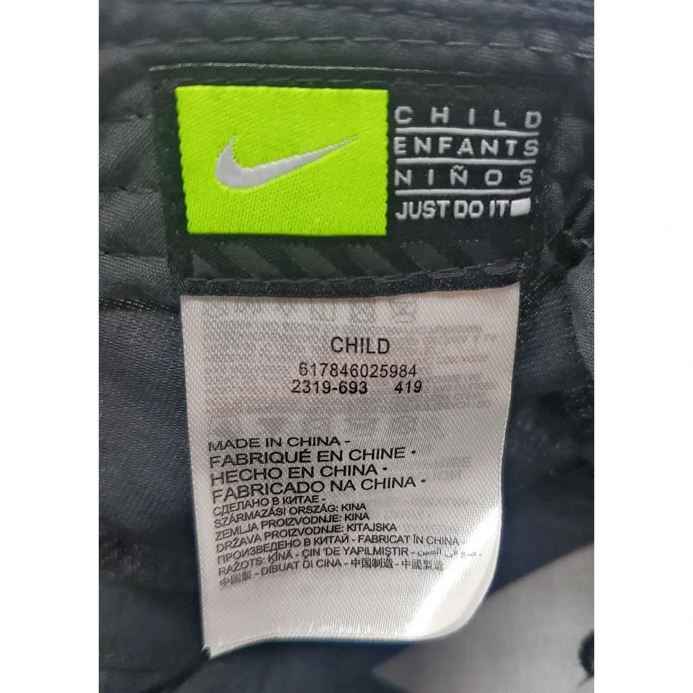 Nike Child's Baseball Cap Hat Adjustable Anthracite Gray/White Swoosh Size 4-7